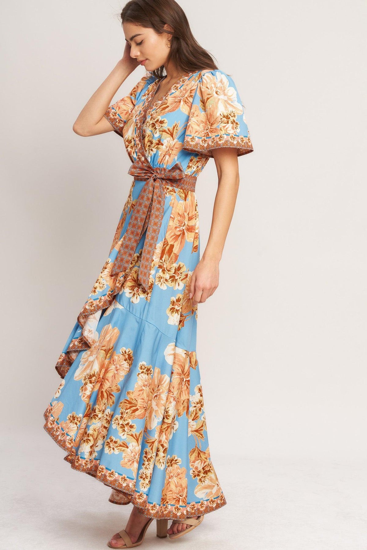 HAVANA HEAT WOVEN HI-LO MIDI DRESS
