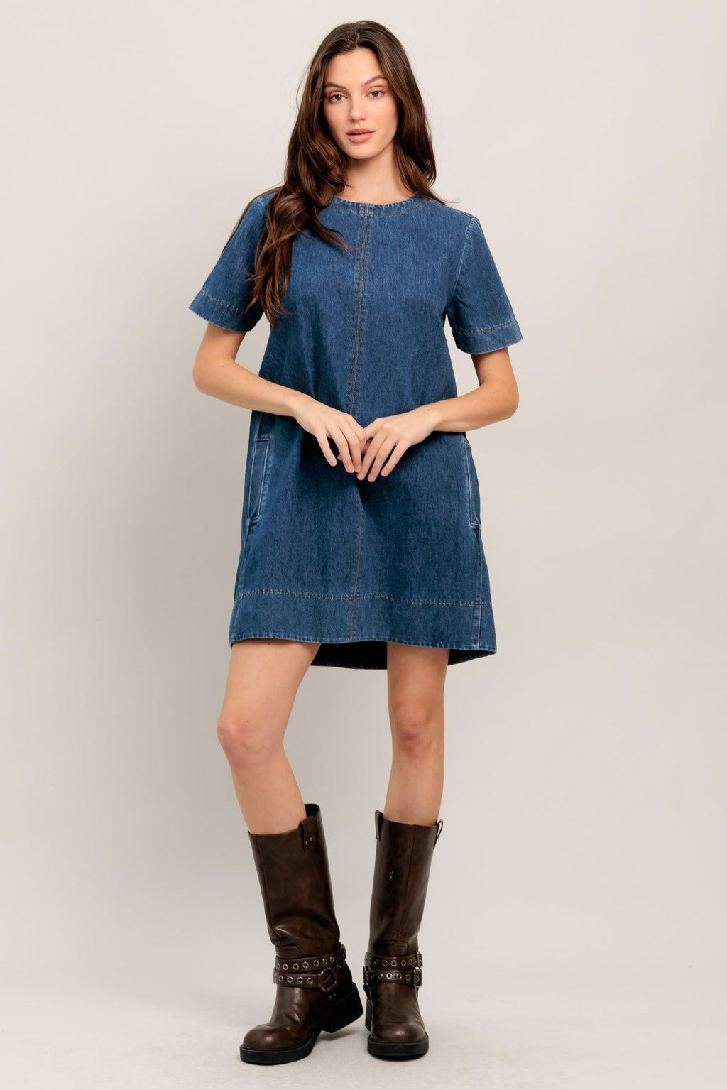 SIMPLY PUT TOGETHER DENIM MINI DRESS