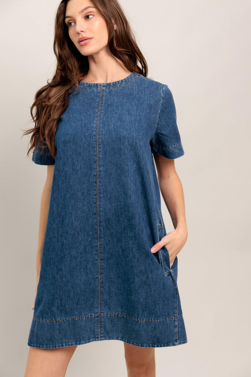 SIMPLY PUT TOGETHER DENIM MINI DRESS