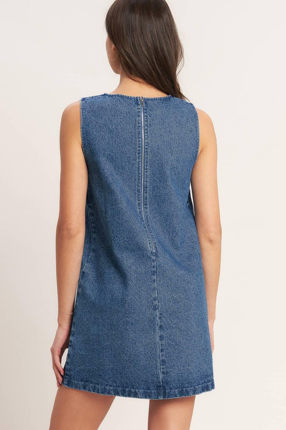 ARTISAN-INSPIRED DENIM MINI SHIFT DRESS
