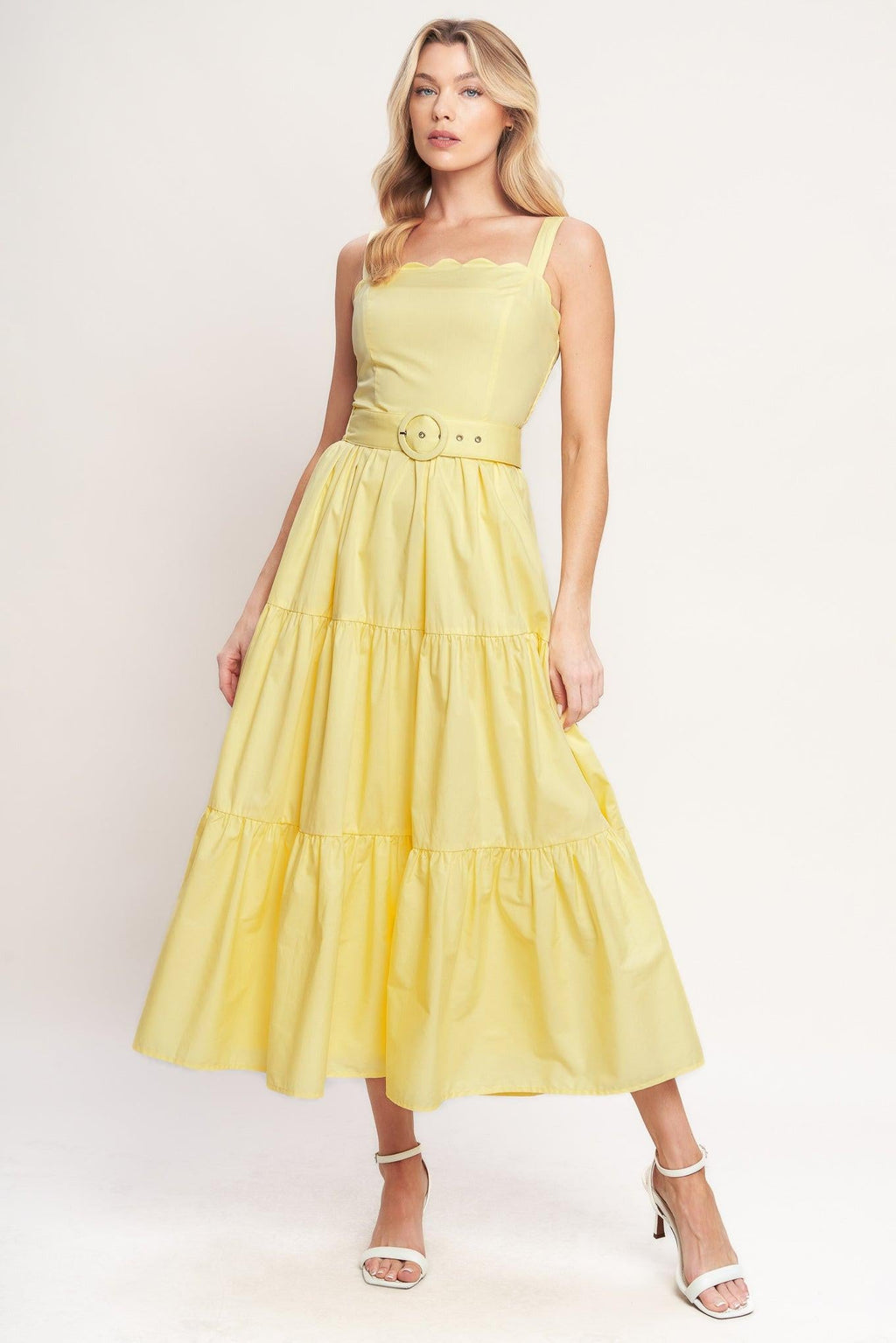 SUNSHINE SERENADE WOVEN MIDI DRESS
