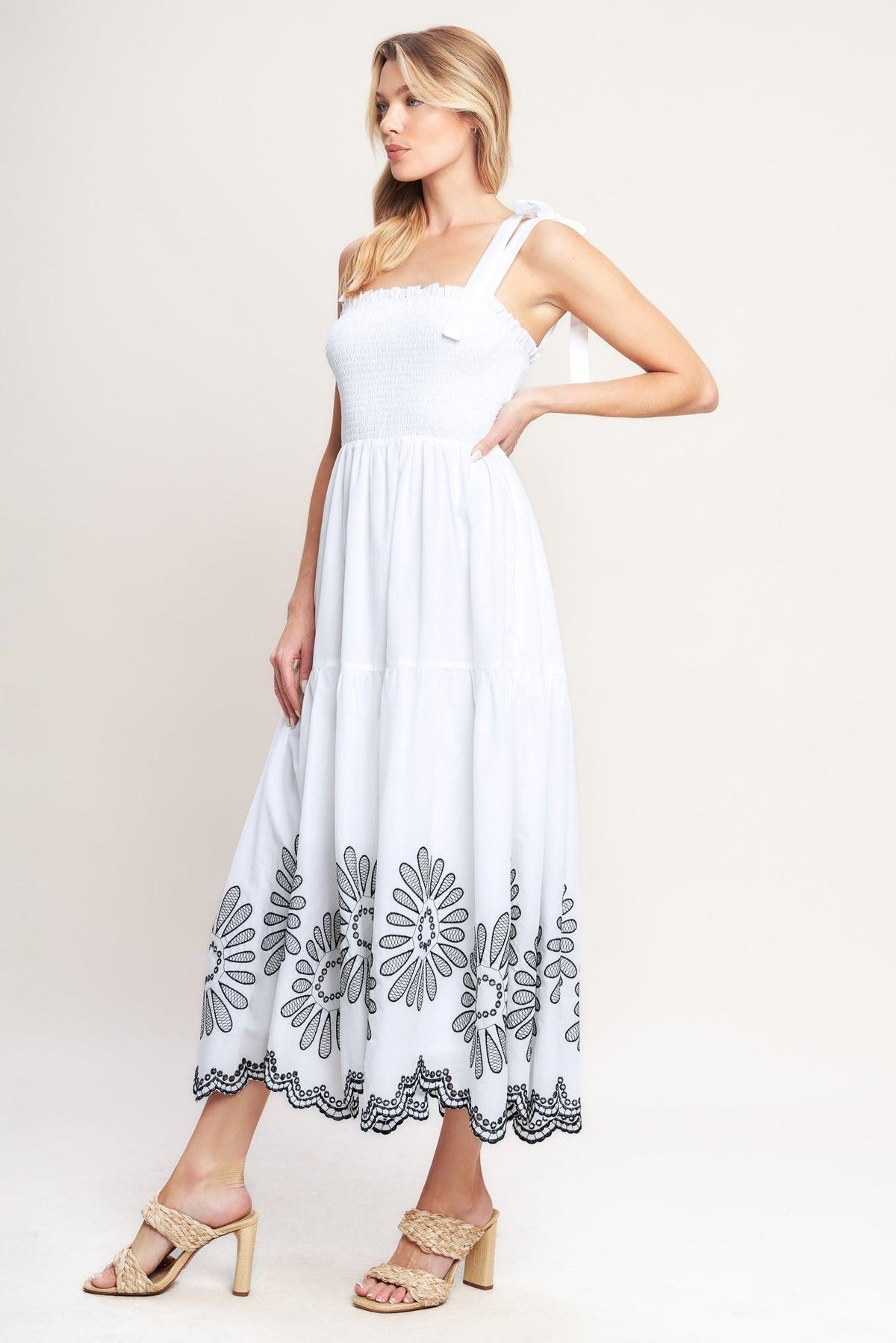 WHISPERS OF SUMMER WOVEN MIDI DRESS