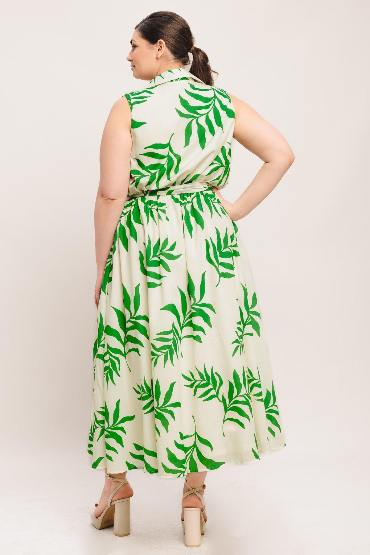 GREEN DAYDREAM WOVEN MIDI DRESS