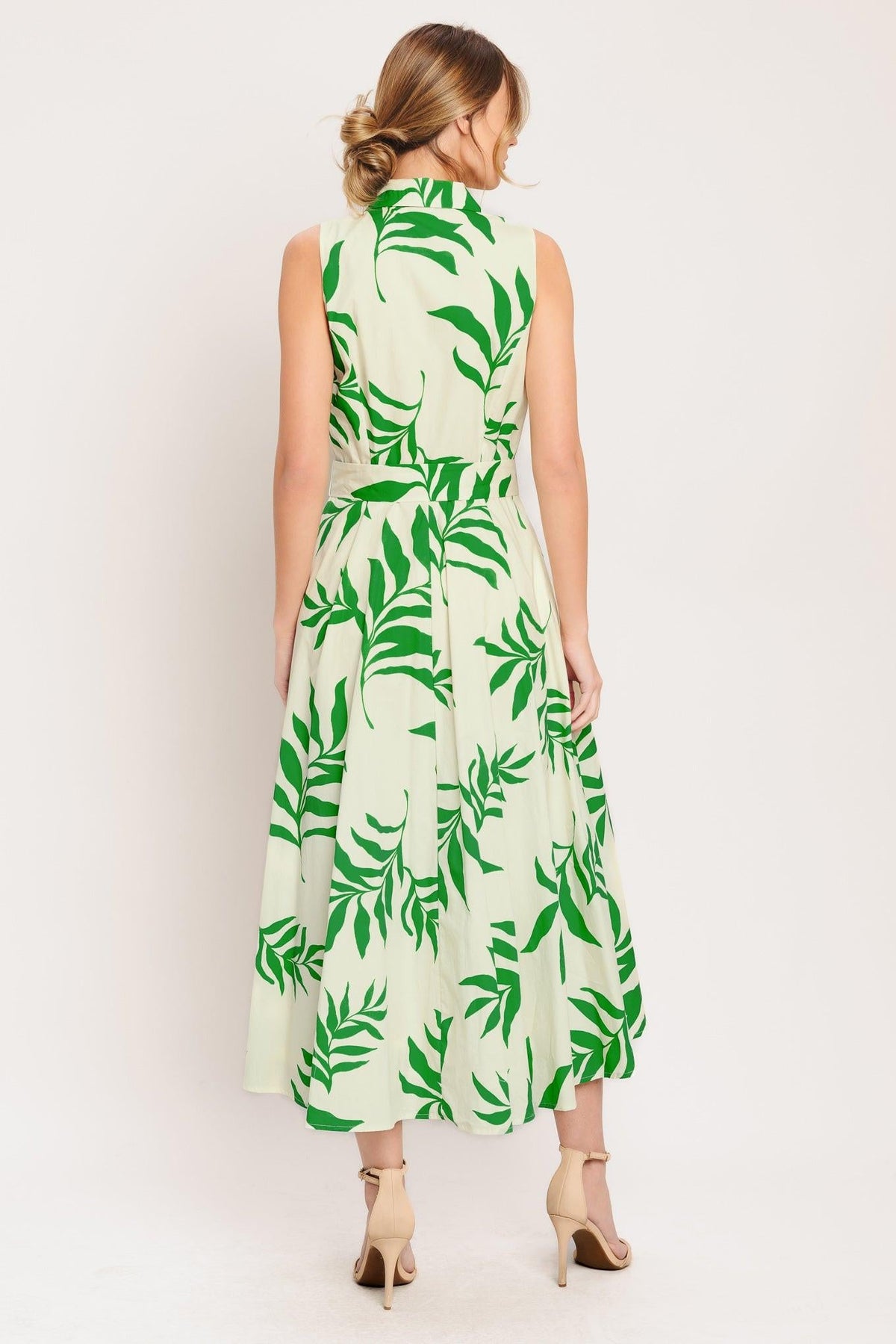 GREEN DAYDREAM WOVEN MIDI DRESS