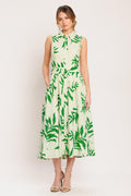 GREEN DAYDREAM WOVEN MIDI DRESS
