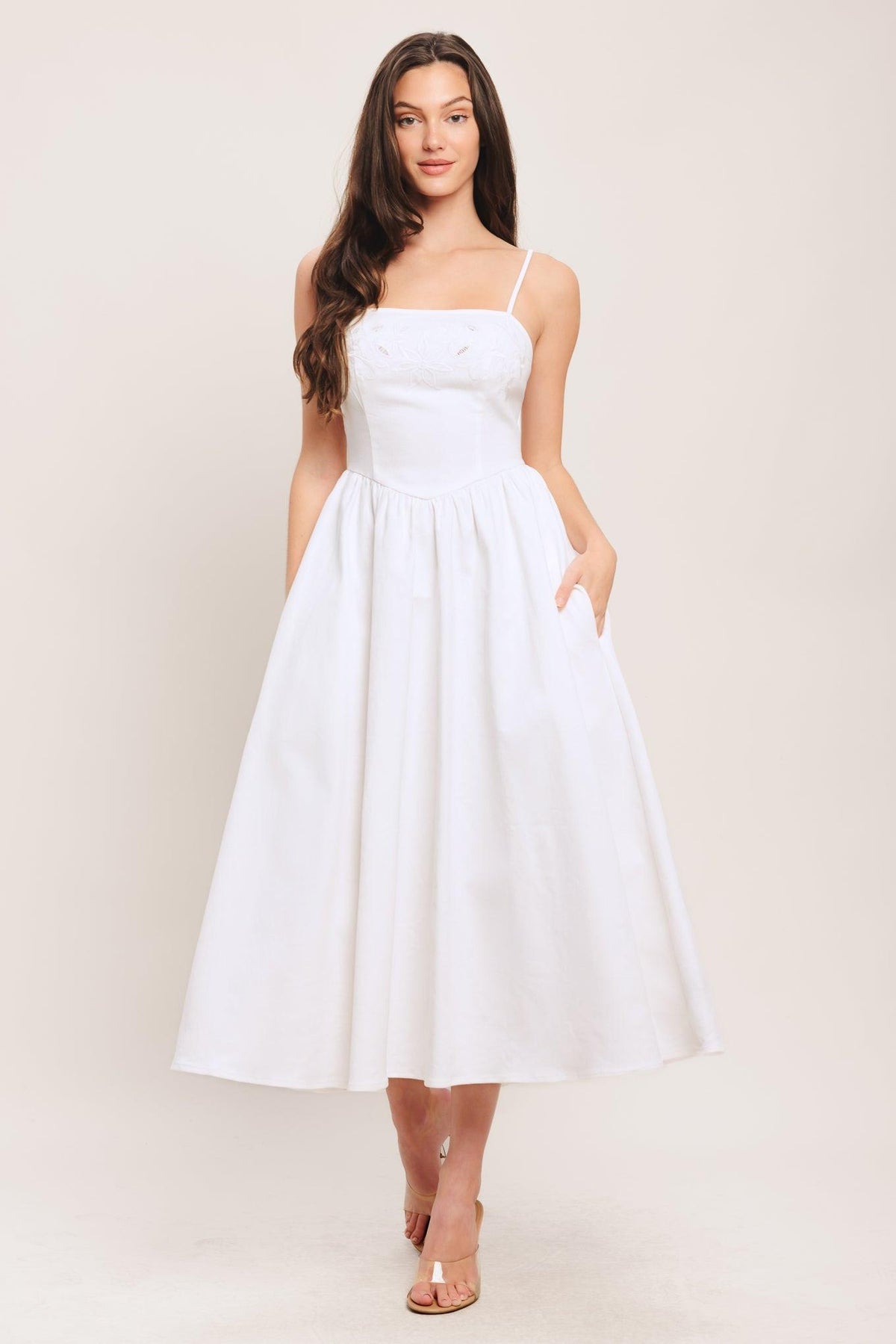 CLOUD PETAL WOVEN MIDI DRESS