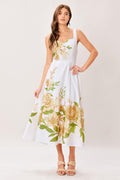 CREAM BOTANICA WOVEN MIDI DRESS