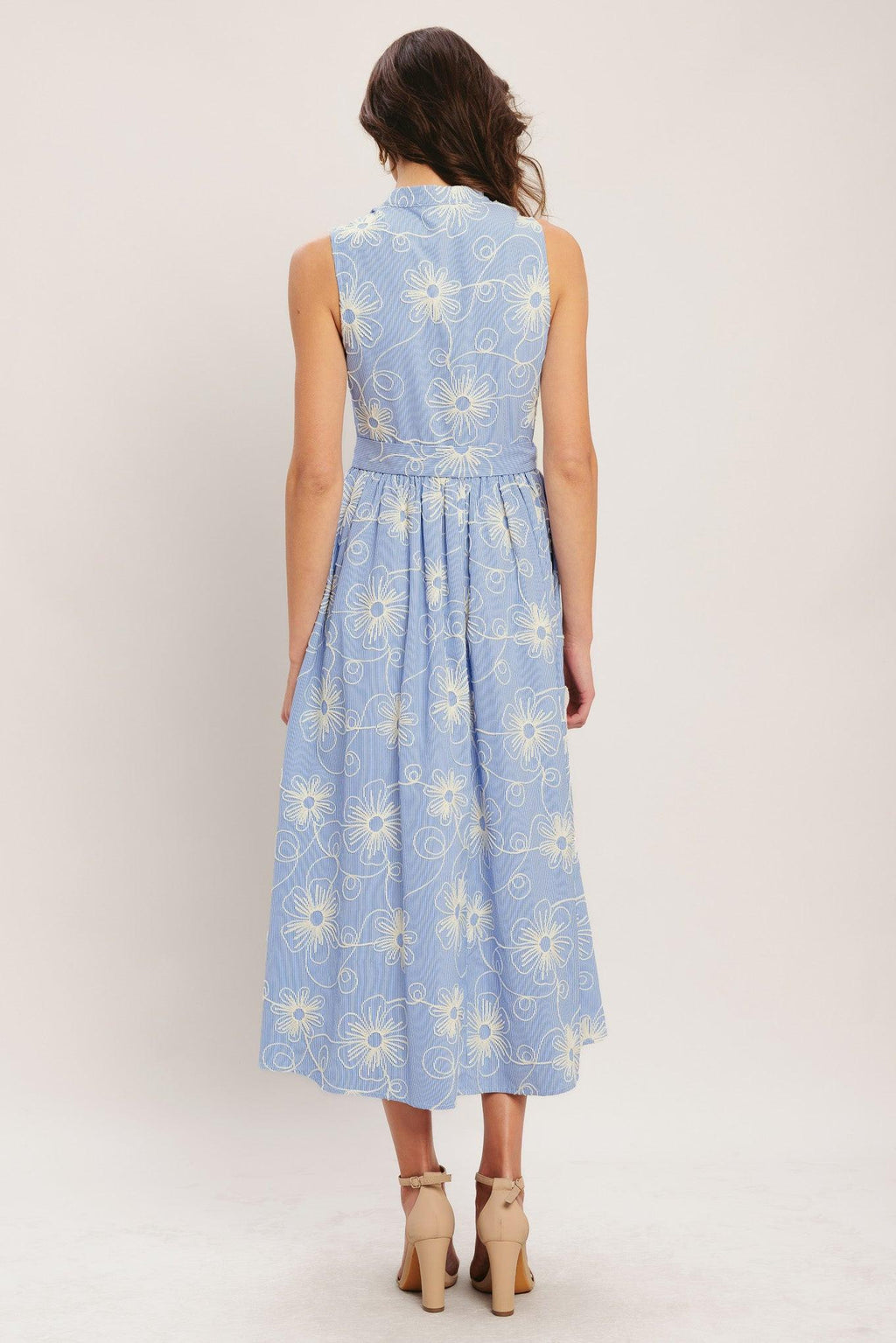 SUMMER SKETCH FLORA WOVEN MIDI DRESS