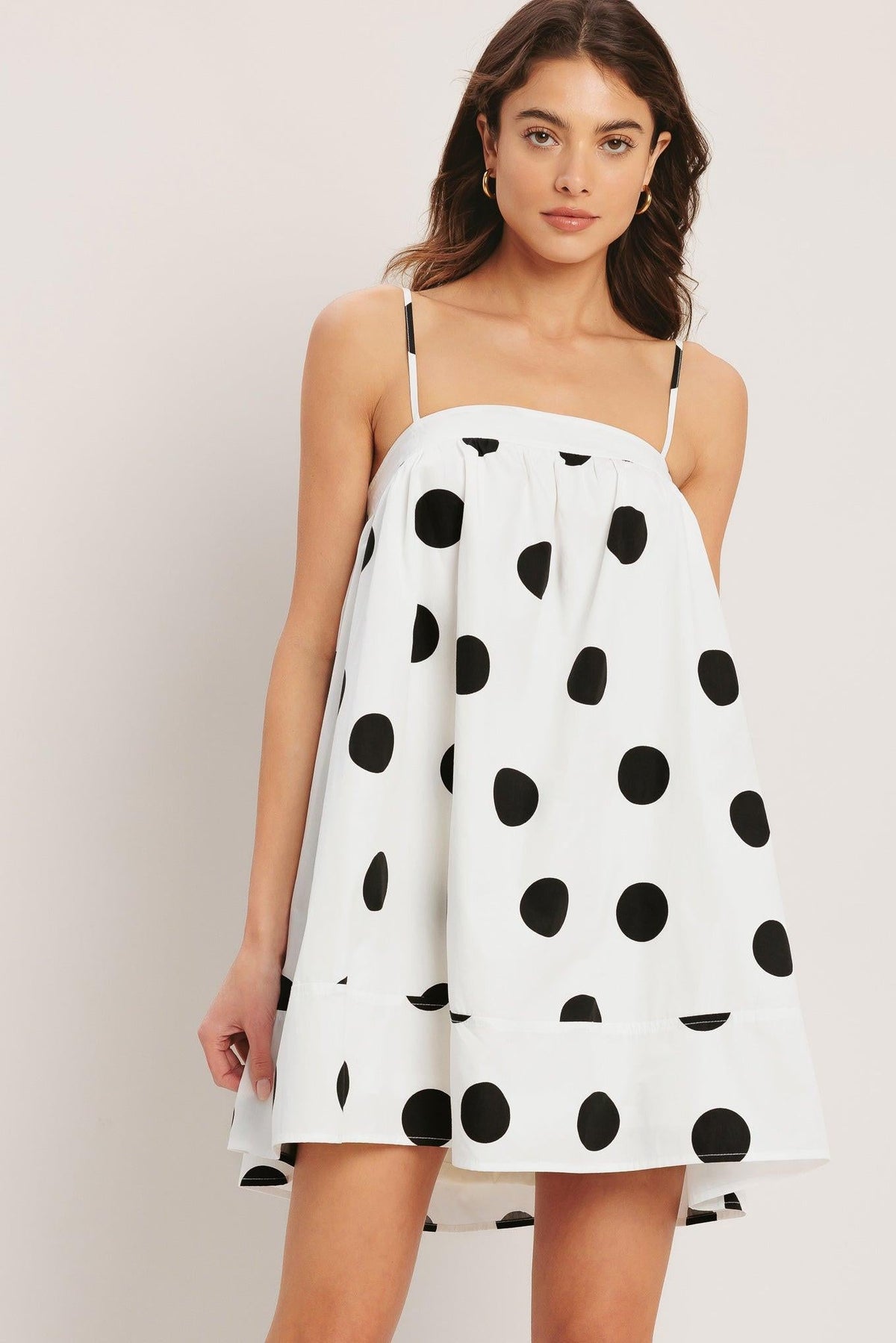 RUNWAY POLKA WOVEN MINI DRESS