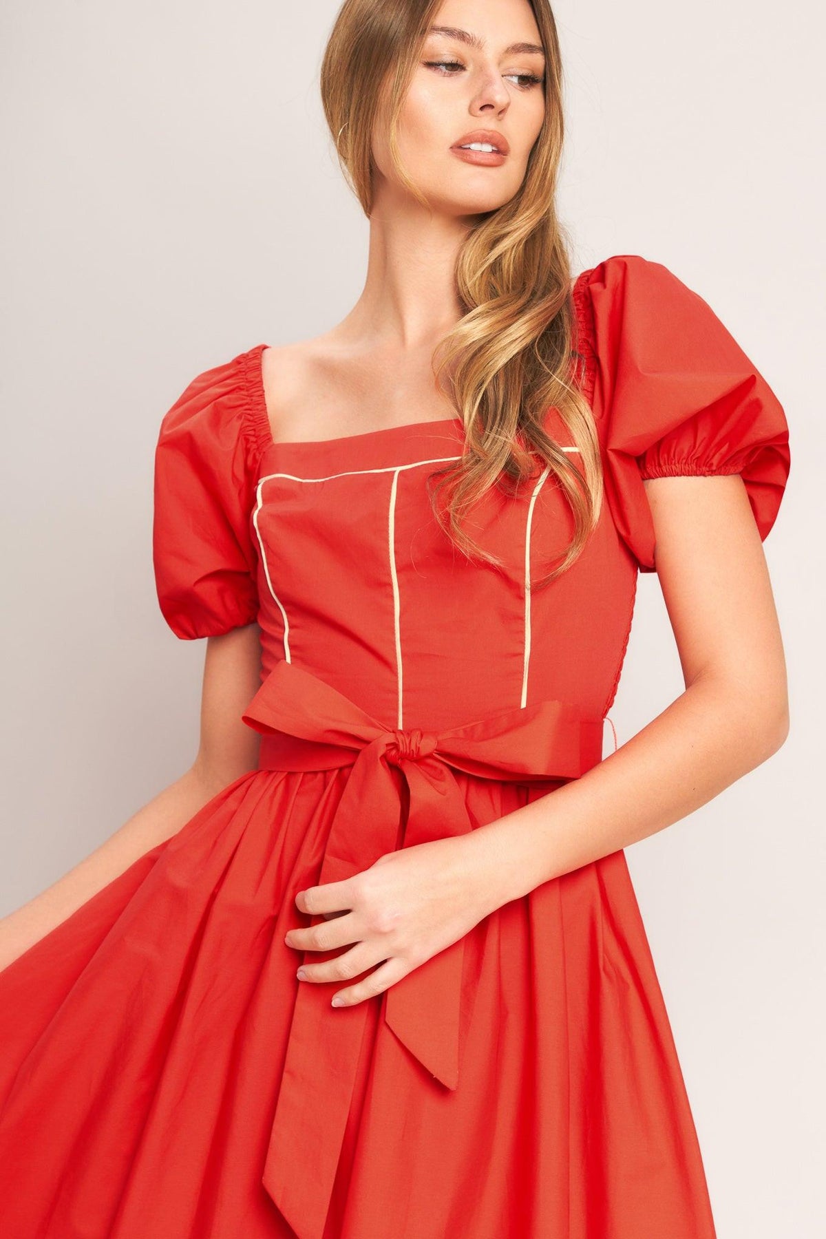 SUNSET ROMANCE WOVEN MIDI DRESS