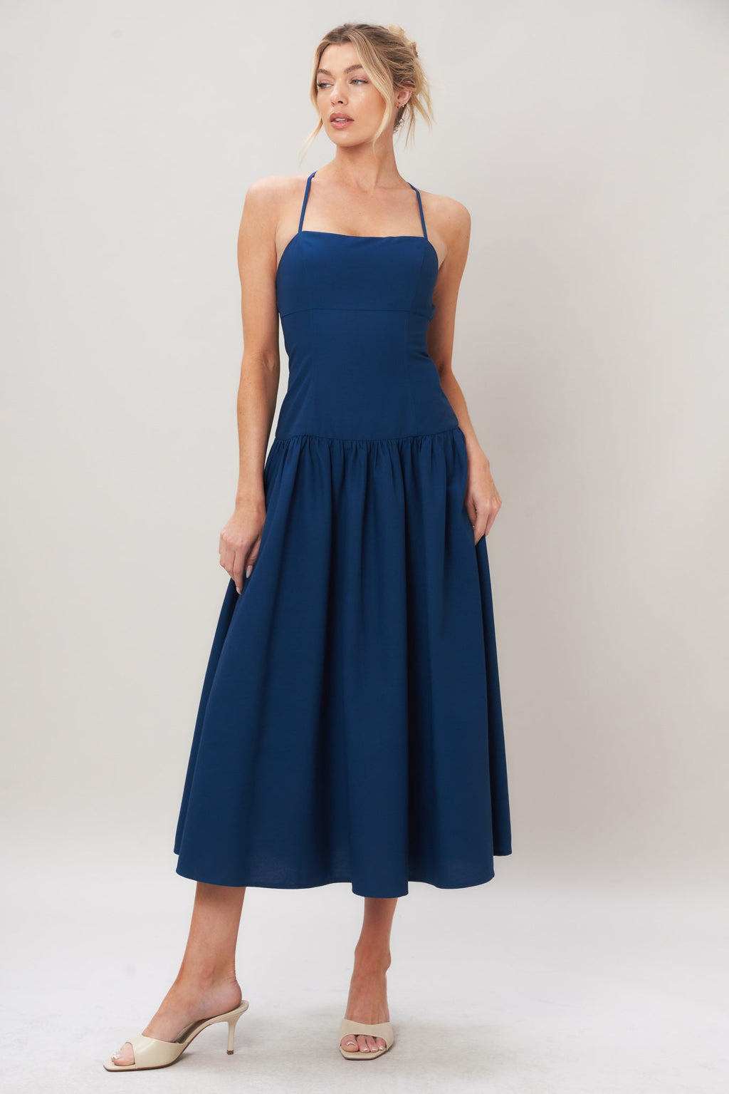 REFINED FLOW WOVEN MIDI DRESS