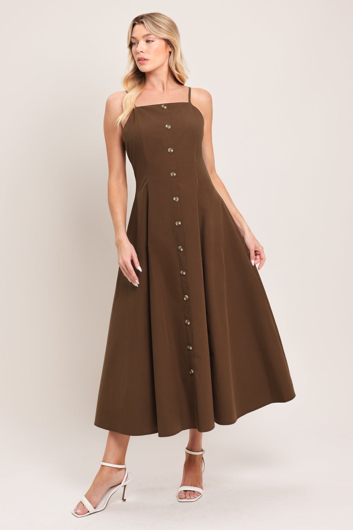 EARTHY GRACE WOVEN MIDI DRESS