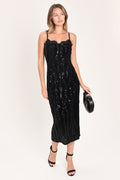 VELVET OBSESSION BLACK SEQUIN SWEETHEART MIDI DRESS