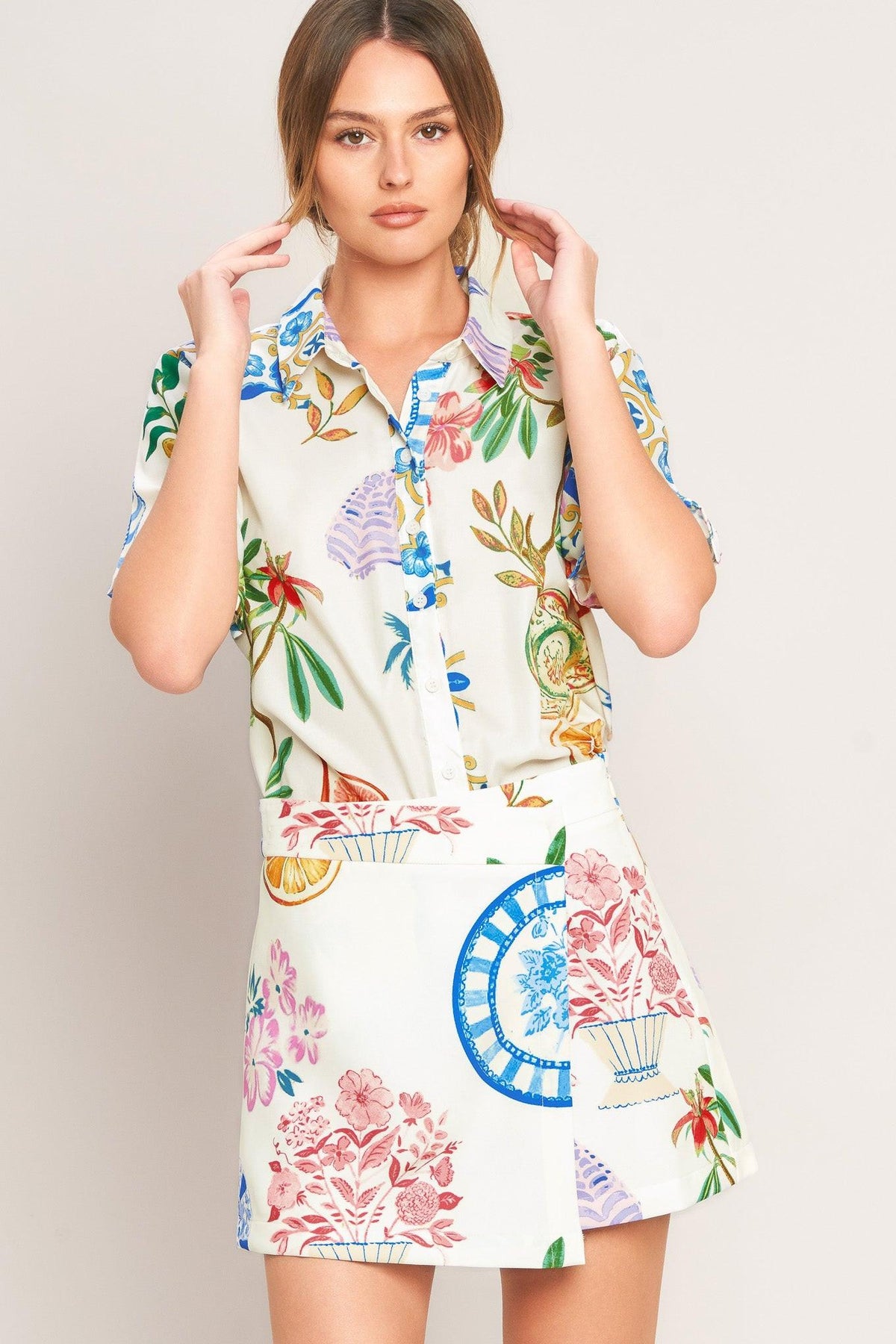 SUMMER PORCELAIN WOVEN SKORT