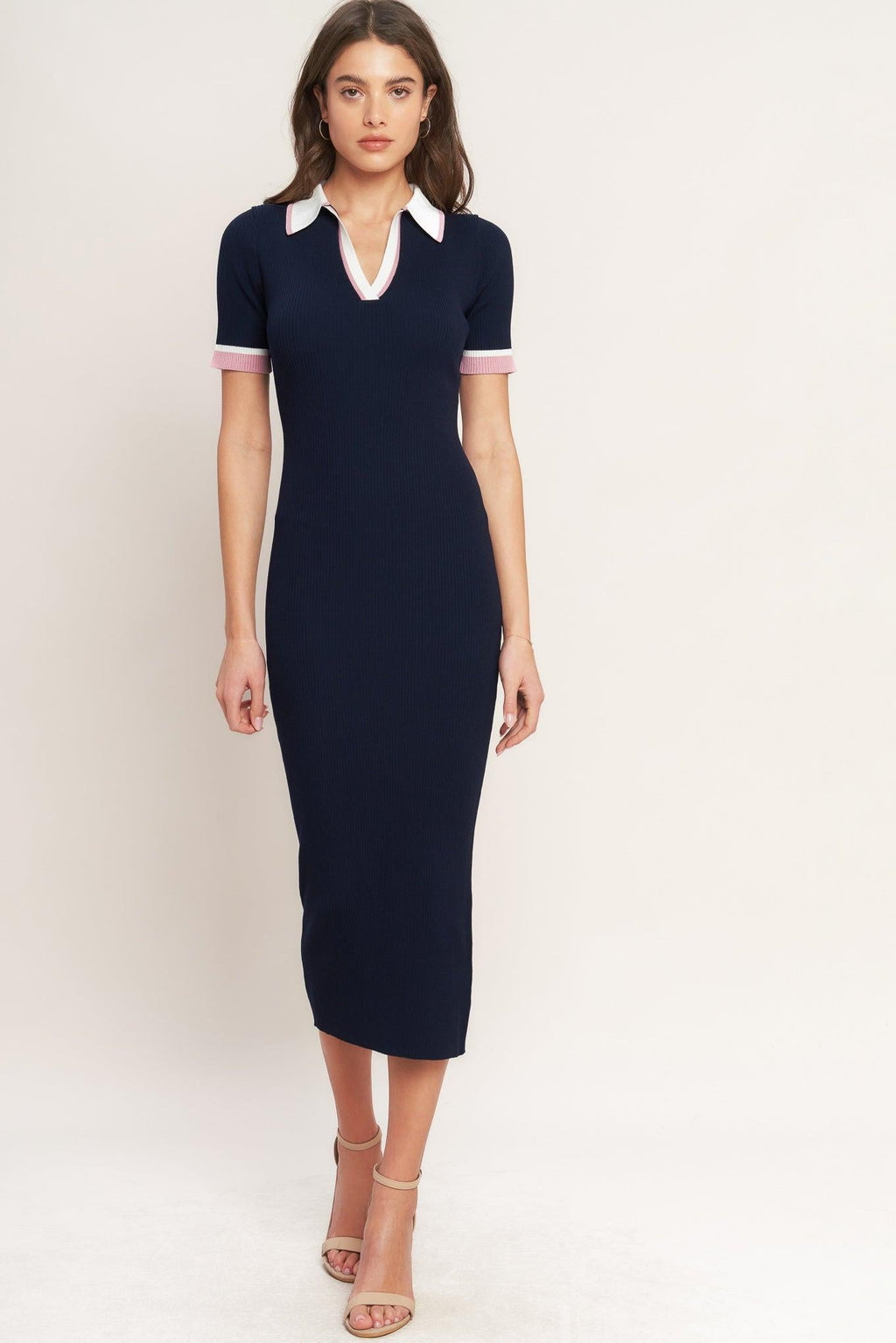 HEELS-READY SILHOUETTE KNIT MIDI DRESS
