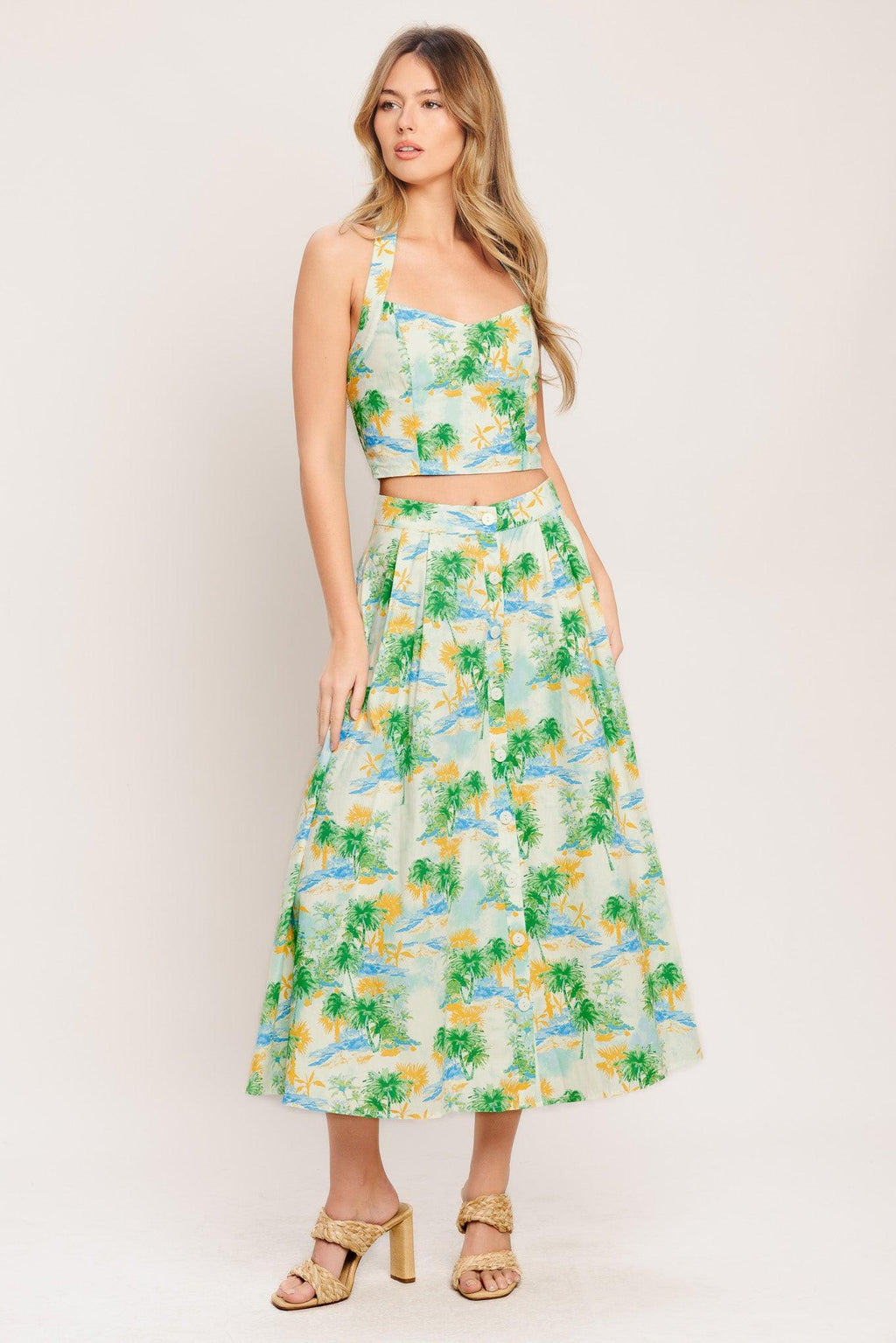 PICTURE PERFECT WOVEN TOP AND SKIRT SET