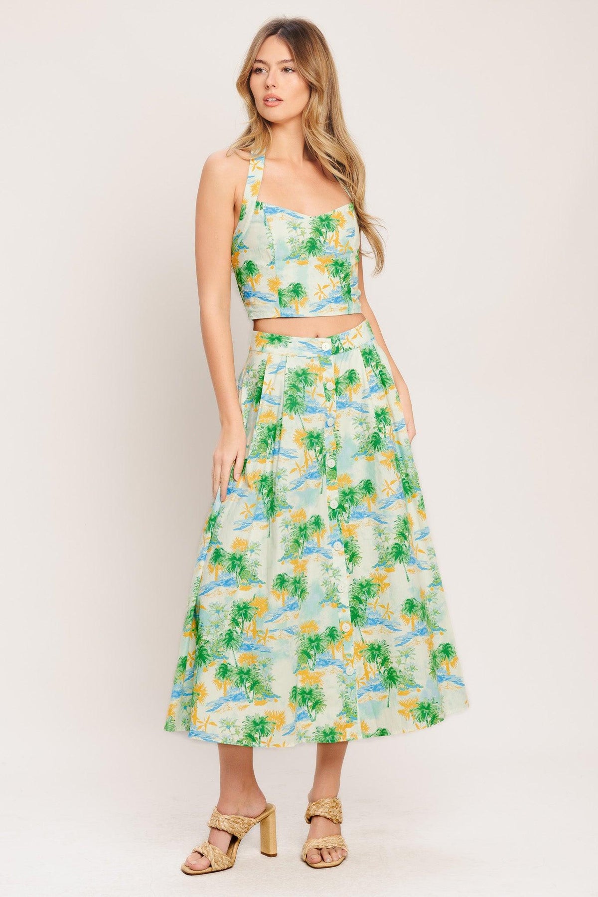 PICTURE PERFECT WOVEN TOP AND SKIRT SET