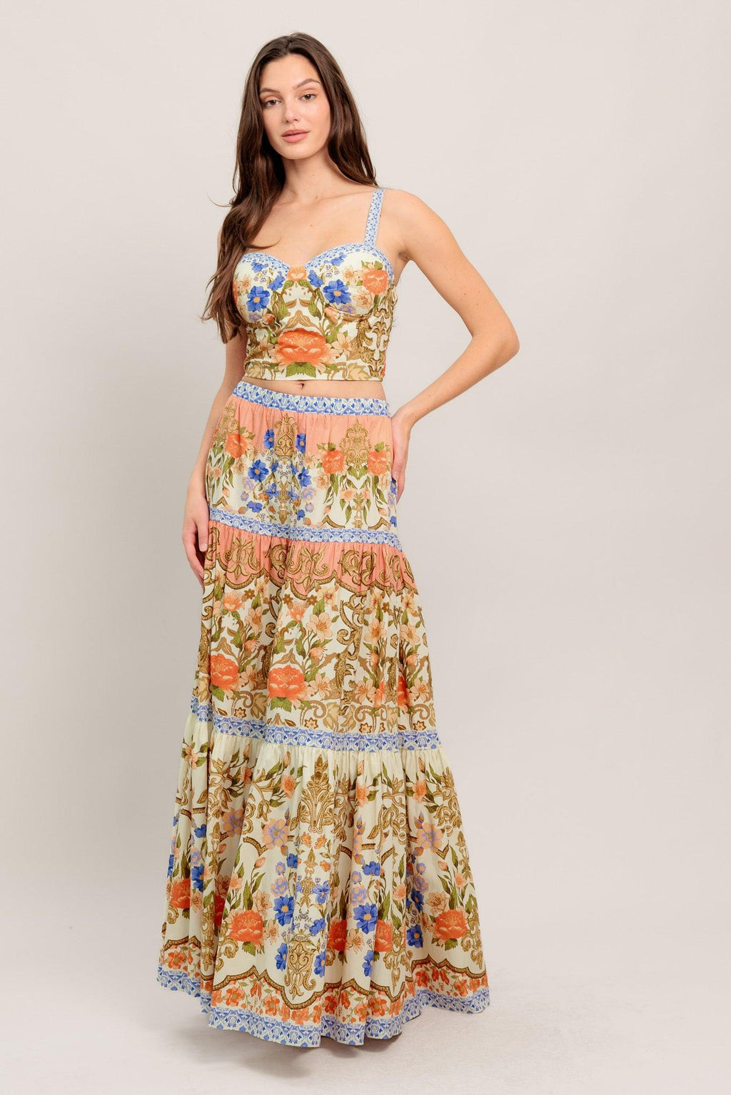 SWEET MEADOW MEMORIES WOVEN TOP AND SKIRT SET