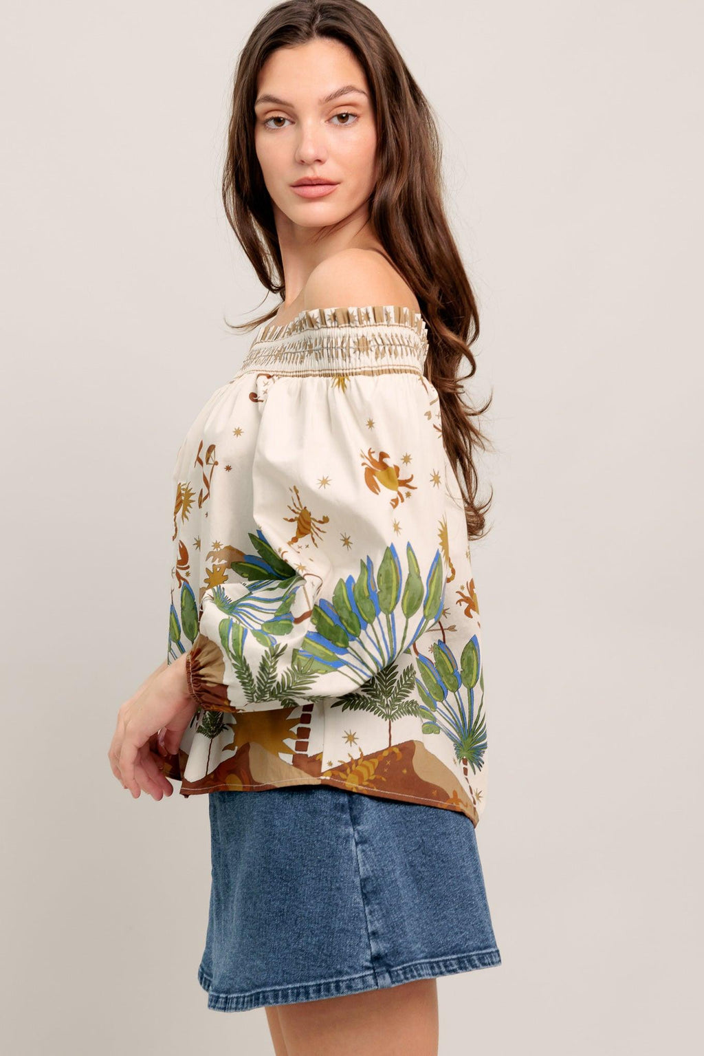 SUNLIT GARDEN WOVEN OFF SHOULDER TOP