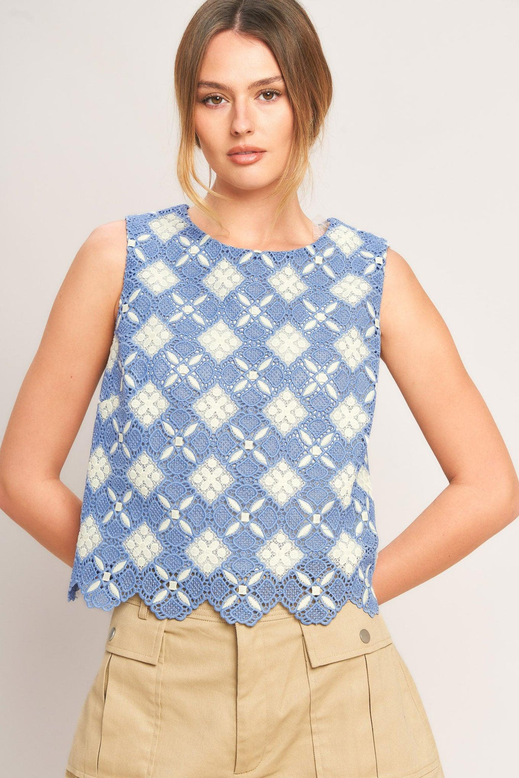 COASTAL WOVEN LACE TOP