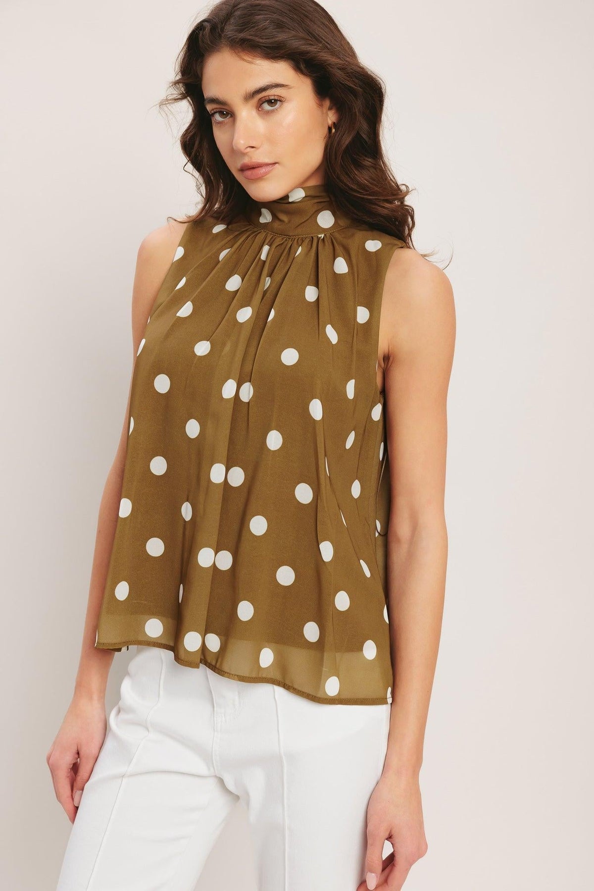 RETRO POP DOT WOVEN TOP