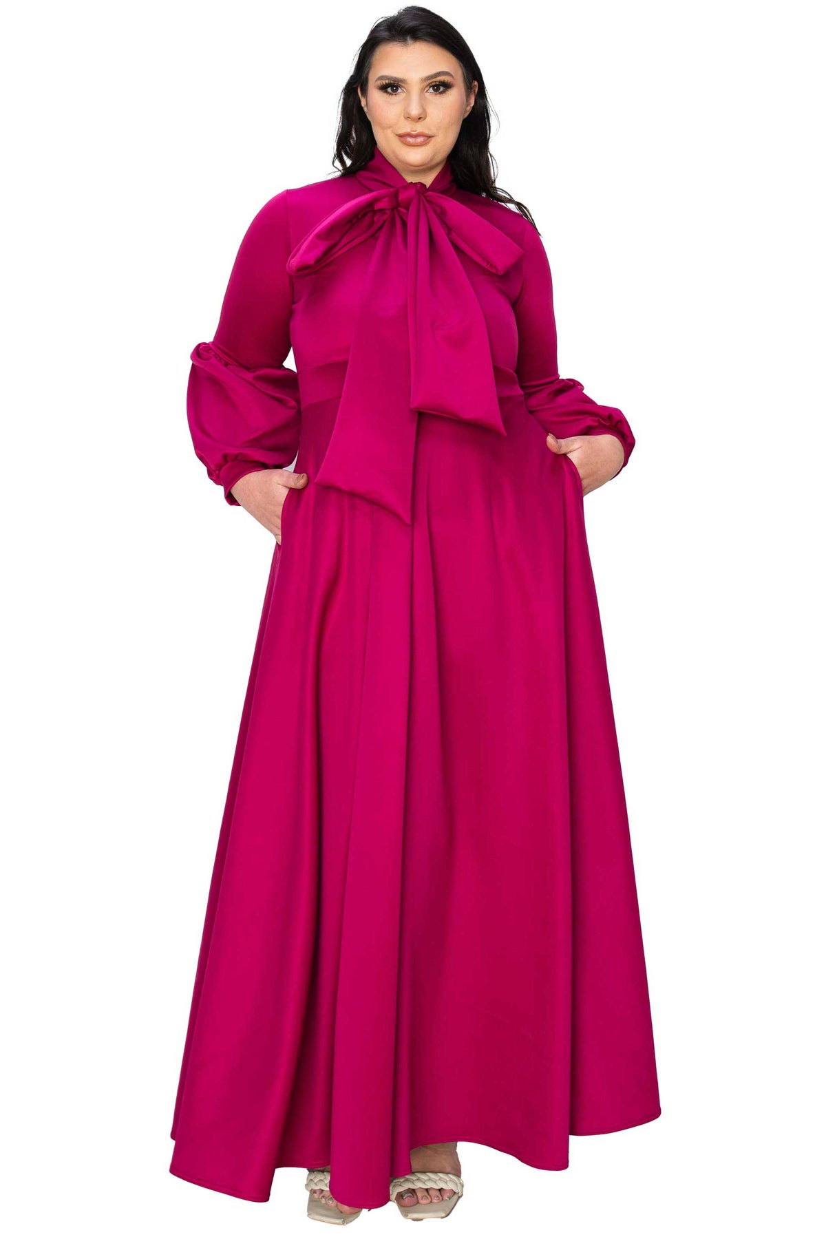 Bella Donna Dress with Ribbon and Bishop Sleeves