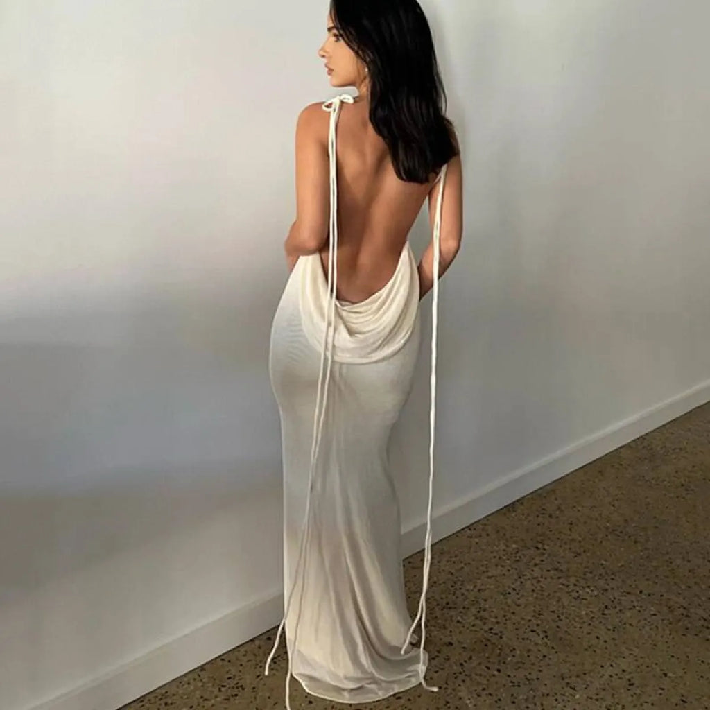 Lace Up Backless Dress