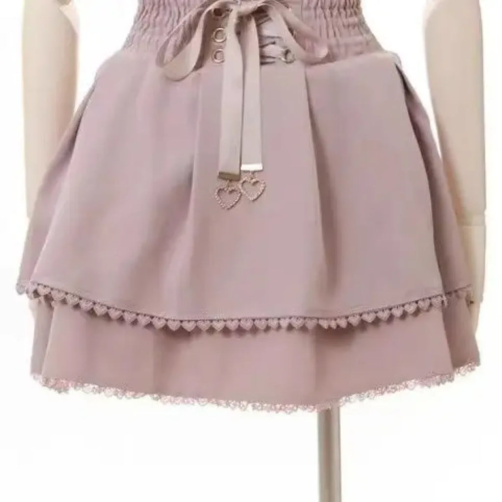 High Waist Lolita Mini Skirt – Sweet Lace & Bow Details