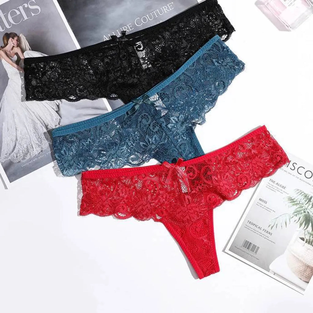 Lace Thongs - 3 Piece